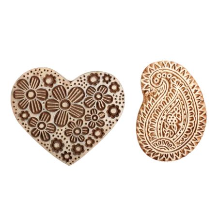 Set of 2 Piece New Mix Wooden Printing Block